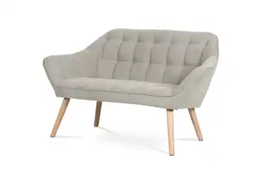 Dvoumístná pohovka MANGUSO, potah šedobéžová látka, dřevěné nohy