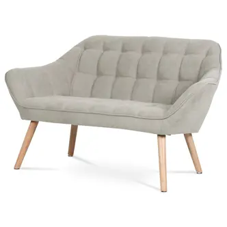 Dvoumístná pohovka MANGUSO, potah šedobéžová látka, dřevěné nohy