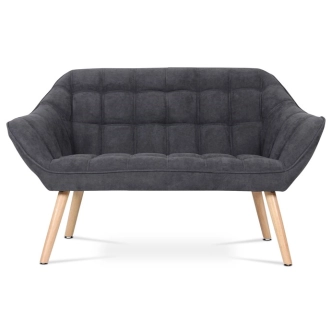 Dvoumístná pohovka MANGUSO, potah tmavě šedá látka, dřevěné nohy