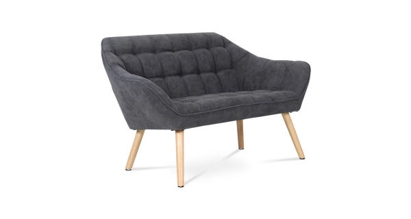 Dvoumístná pohovka MANGUSO, potah tmavě šedá látka, dřevěné nohy