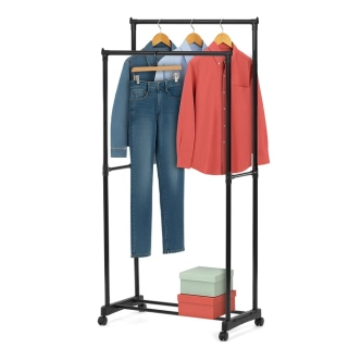 Dvouramenný stojan na šaty QUINMORMOR, černý