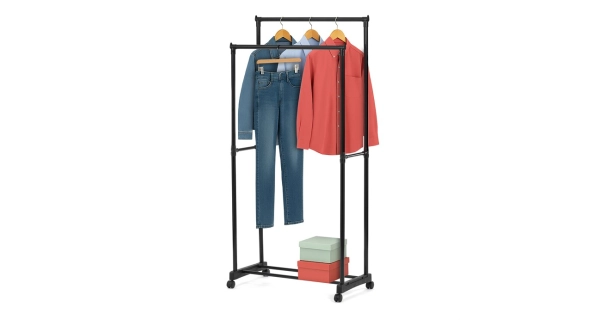 Dvouramenný stojan na šaty QUINMORMOR, černý