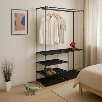 Dvouramenný stojan na šaty ROSFENJOR, černý