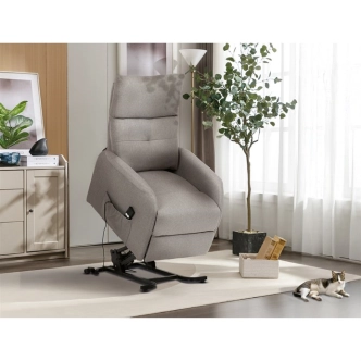 Elektrické polohovací křeslo BELYORZEL, krémová látka