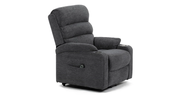 Elektrické polohovací křeslo DORPONWEL, šedá látka