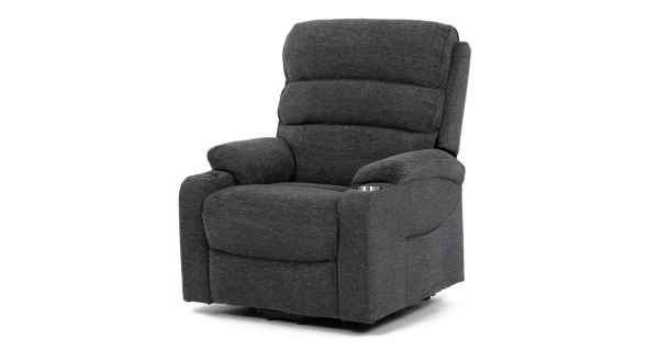 Elektrické polohovací křeslo DORPONWEL, šedá látka