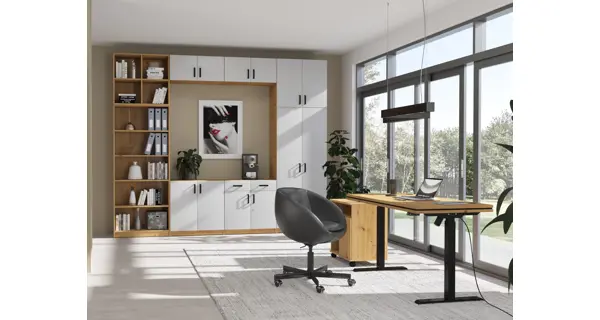 Elektrický výškově nastavitelný psací stůl AGEPSTA 2, světle šedá