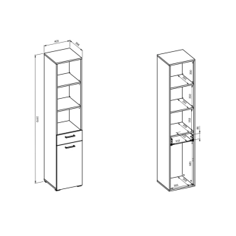 ELMARO vysoká koupelnová skříňka 1D1S, congo-dub olejovaný/congo