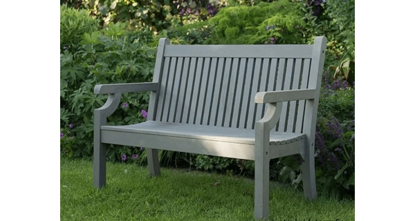 ELORA, dřevěná zahradní lavička, šedá, 124 cm