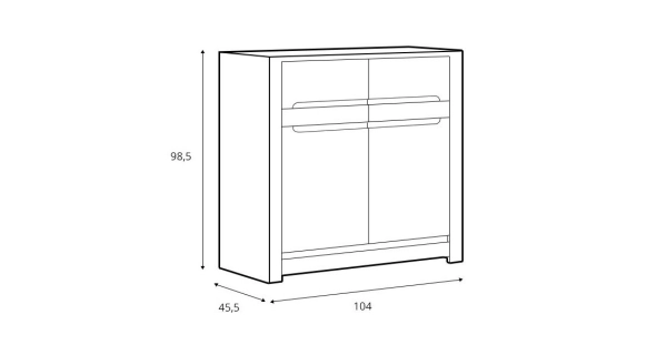 ERMELINDA komoda 2D2S, dub april/perleťový lesk