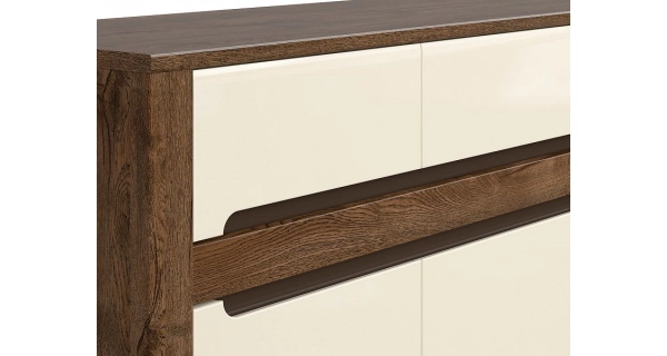 ERMELINDA komoda 3D3S, dub april/perleťový lesk