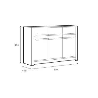 ERMELINDA komoda 3D3S, dub april/perleťový lesk