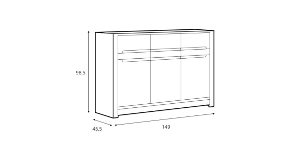 ERMELINDA komoda 3D3S, dub april/perleťový lesk