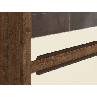 ERMELINDA vitrína 2W2D, dub april/perleťový lesk