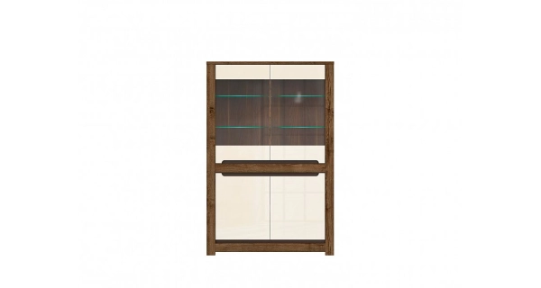 ERMELINDA vitrína 2W2D, dub april/perleťový lesk