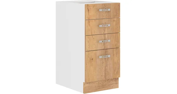 ESTRELLA, dolní skříňka 40 D 4S BB, korpus: bílá, dvířka: dub lefkas