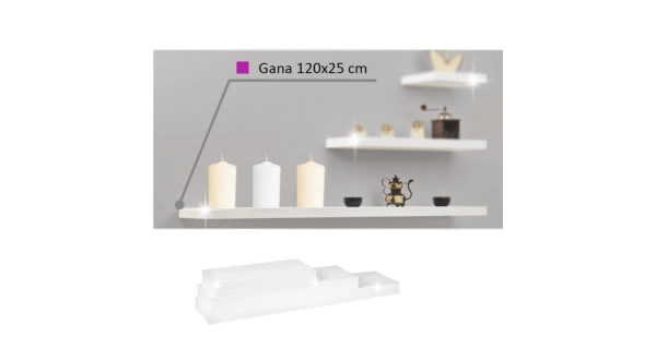 FARA police 120x25 cm, bílý lesk