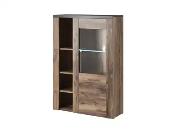 FEDRA vitrína 1D, ořech satin/touchwood