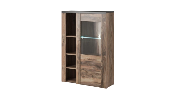 FEDRA vitrína 1D, ořech satin/touchwood