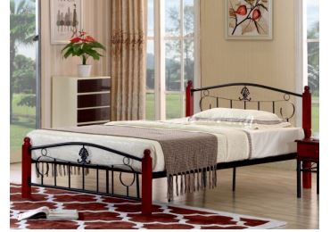 FIBIOUS kovová postel s roštem 140x200 cm, dub