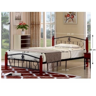 FIBIOUS kovová postel s roštem 140x200 cm, dub