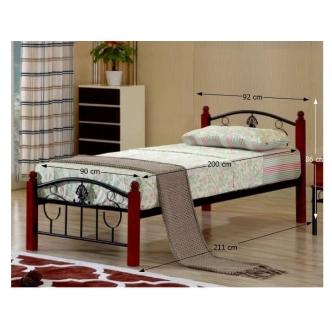 FIBIOUS kovová postel s roštem 90x200 cm, dub