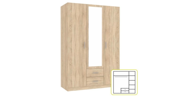 FLIPPER skříň se zrcadlem, dub sonoma