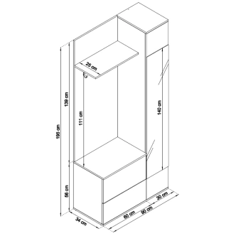 FROSTY předsíňová stěna, bílý mat