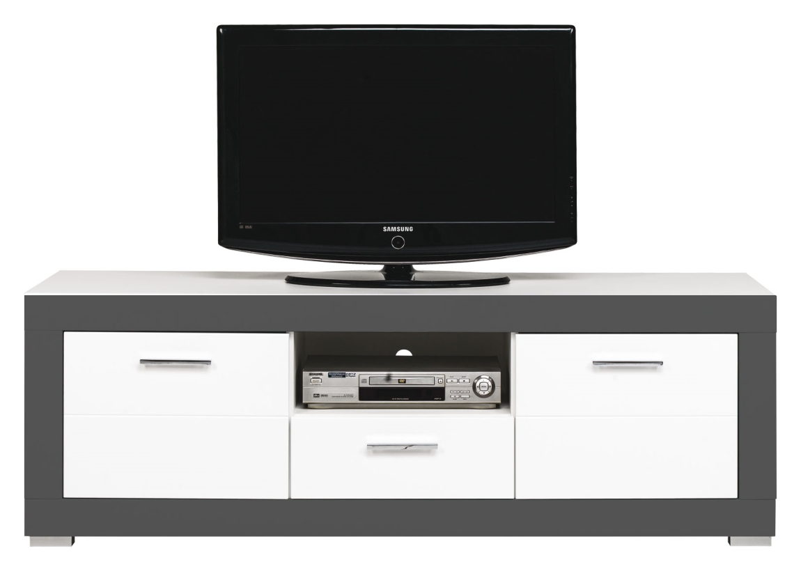 Televizní stolek JAMASOTA 2D1S, bílý mat/grafit