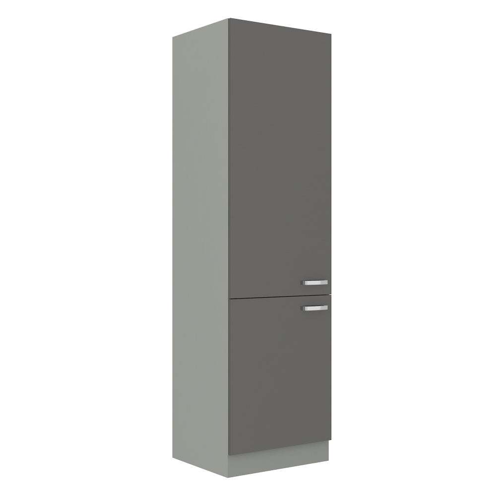 Levně AVERNA, skříňka vysoká na vestavnou lednici 60 LO-210 2F, korpus: platinově šedá, dvířka: šedý lesk