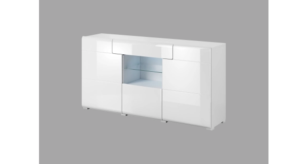 HAMAL komoda 3D1S TYP 1, bílá/bílý lesk