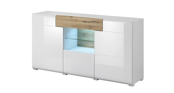 HAMAL komoda 3D1S TYP 1, dub san remo/bílý lesk