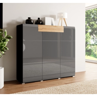 HAMAL komoda 3D1S TYP 2, antracit/antracit lesk/dub grandson