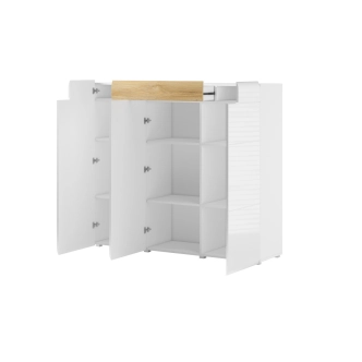 HAMAL komoda 3D1S TYP 2, dub san remo/bílý lesk