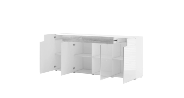 HAMAL komoda 4D2S, antracit/antracit lesk/dub grandson