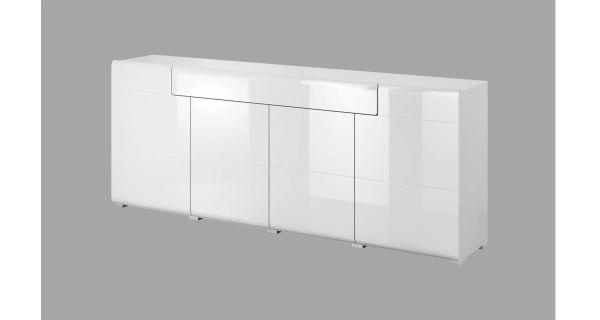 HAMAL komoda 4D2S, bílá/bílý lesk