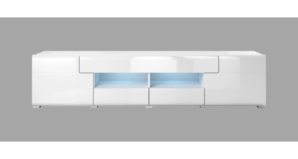 HAMAL široký TV stolek, bílá/bílý lesk