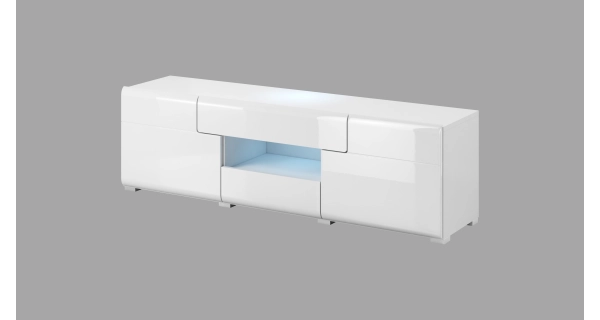 HAMAL TV stolek, bílá/bílý lesk