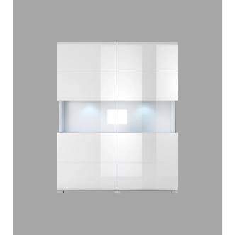 HAMAL vitrína 2D, bílá/bílý lesk