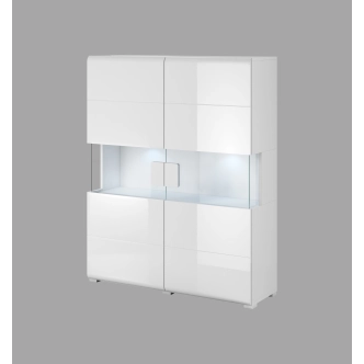 HAMAL vitrína 2D, bílá/bílý lesk