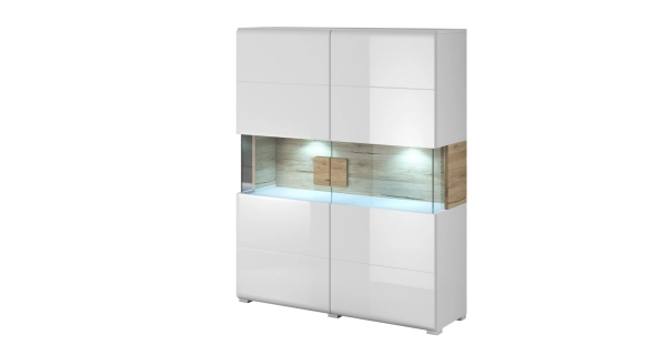 HAMAL vitrína 2D, dub san remo/bílý lesk