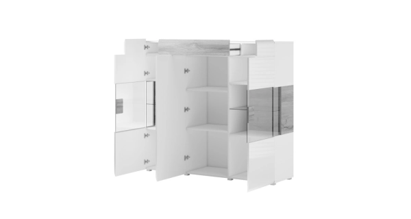 HAMAL vitrína 3D1S, antracit/antracit lesk/dub grandson