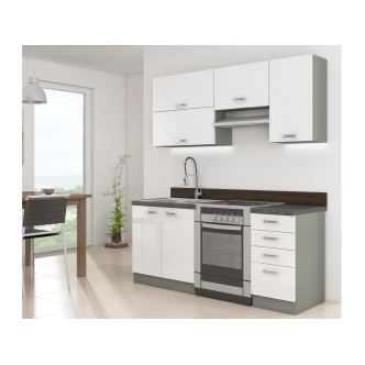 HARLOW, skříňka dolní 40 D 4S BB, šedá / bílý lesk