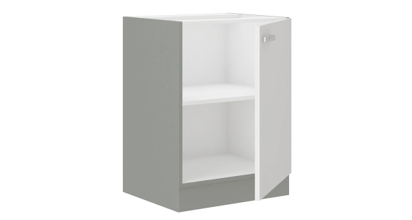 HARLOW, skříňka dolní 60 D 1F BB, šedá / bílý lesk