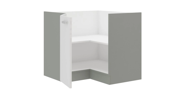 HARLOW, skříňka dolní rohová 83/83 cm, šedá / bílý lesk