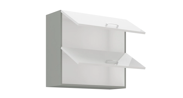 HARLOW, skříňka horní 80 GU-72, šedá / bílý lesk