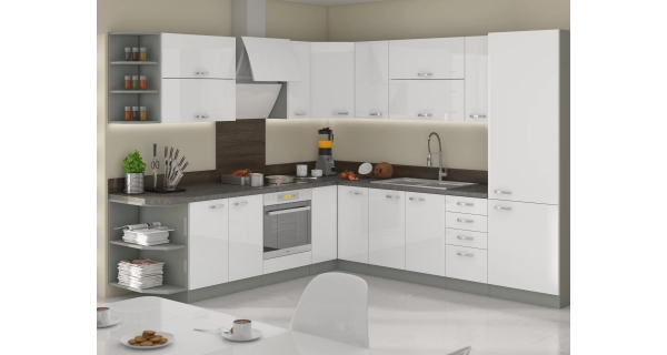 HARLOW, skříňka horní 80 GU-72, šedá / bílý lesk