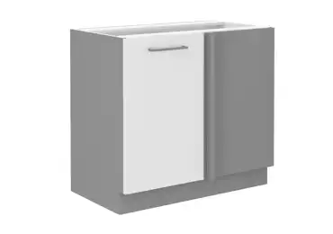 HARLOW, skříňka rohová 105 ND 1F BB, šedá / bílý lesk