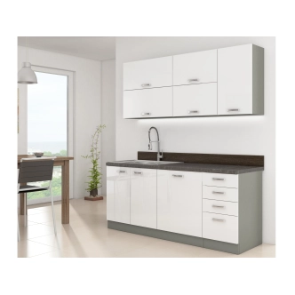 HARLOW, skříňka rohová 105 ND 1F BB, šedá / bílý lesk