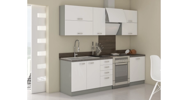 HARLOW, skříňka rohová 105 ND 1F BB, šedá / bílý lesk